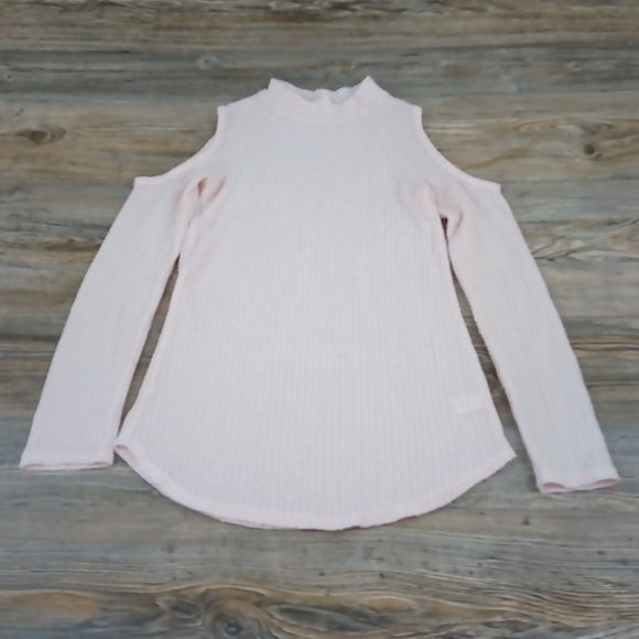 Cozy Knit Long Sleeve Cold Shoulder Cut Out Lightweight Sweater Top - Picture 2 of 10